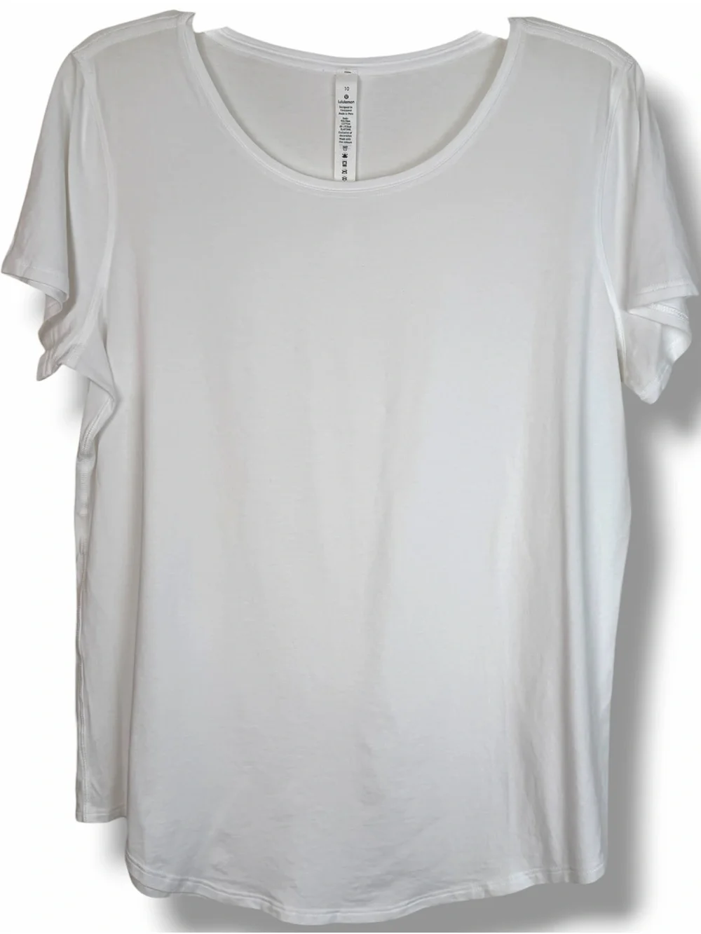lululemon White Love Tee *Crew Short Sleeve Curved Hem Crewneck T-Shirt size 10